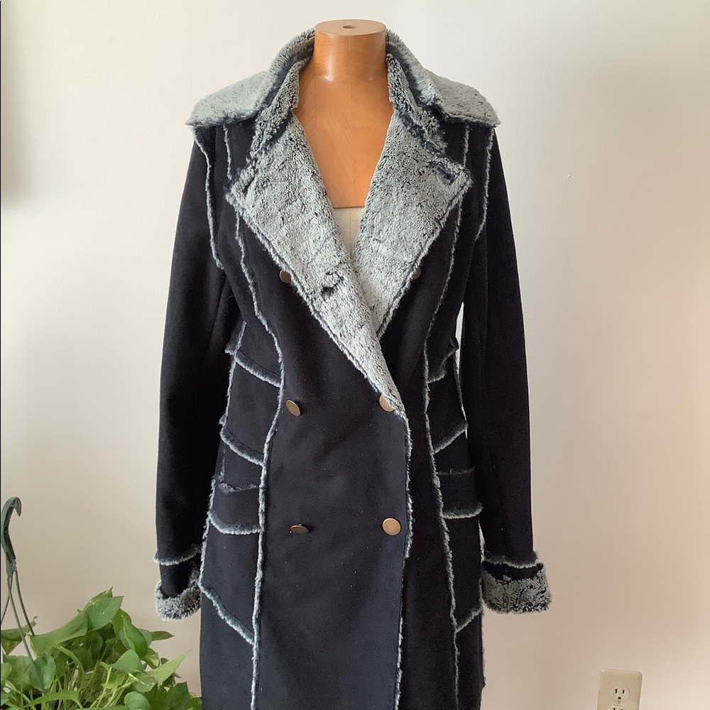 Fur inside suede outside coat